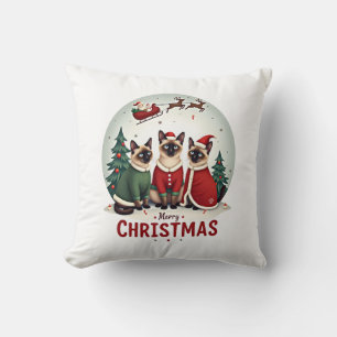 Frohe Weihnachten Drei Weihnachtsmann Elf Rentier Kissen