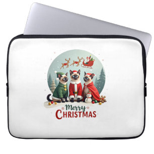 Frohe Weihnachten Drei Weihnachtsmann Elf Rentier Laptopschutzhülle