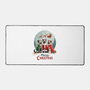 Frohe Weihnachten Drei Weihnachtsmann Elf Rentier Schreibtischunterlage