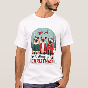 Frohe Weihnachten Drei Weihnachtsmann Elf Rentier  T-Shirt