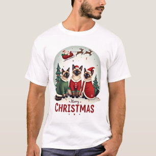 Frohe Weihnachten Drei Weihnachtsmann Elf Rentier  T-Shirt