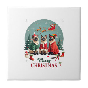Frohe Weihnachten Drei Weihnachtsmann-Elf-Rentiere Fliese