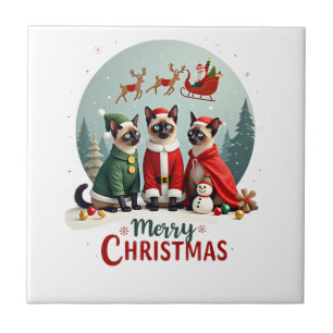 Frohe Weihnachten Drei Weihnachtsmann-Elf-Rentiere Fliese