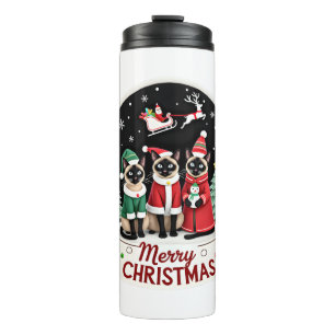 Frohe Weihnachten Drei Weihnachtsmann-Elfen-Rentie Thermosbecher