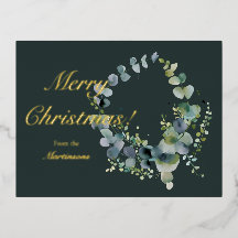 Frohe Weihnachten Dunkler grüner Eukalyptus-Kranz