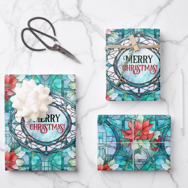 "Frohe Weihnachten!" Editable Slogan Geschenkpapier Set (Vorderseite)