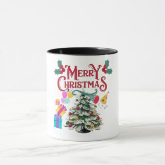 Frohe Weihnachten ein Baum und Geschenk Tasse