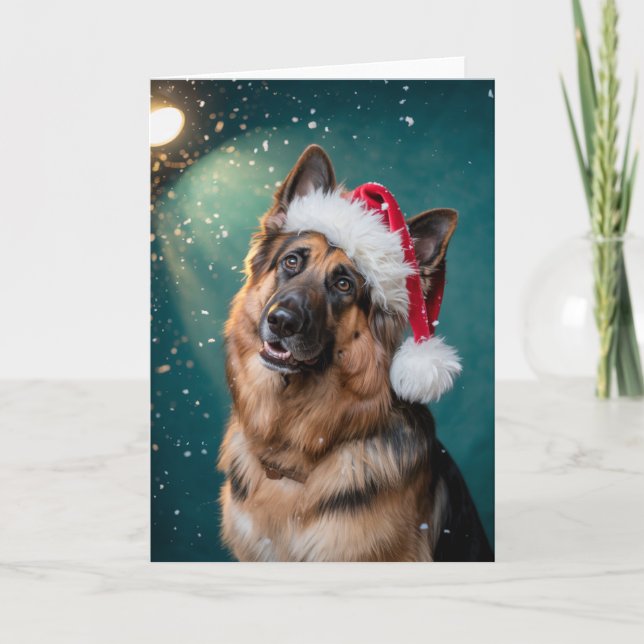 Frohe Weihnachten ein deutscher Schäferhund in San Karte (Vorderseite)
