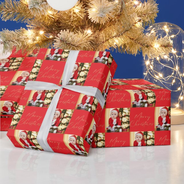 Frohe Weihnachten Ein Foto Personalized Geschenkpapier (Feiertage)