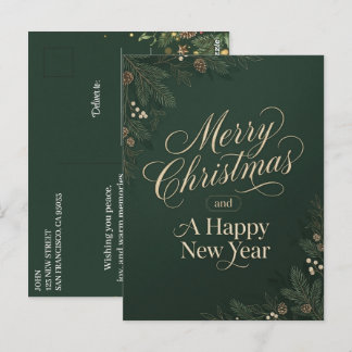 Frohe Weihnachten Ein gutes neues Jahr Urlaub Grün Postkarte