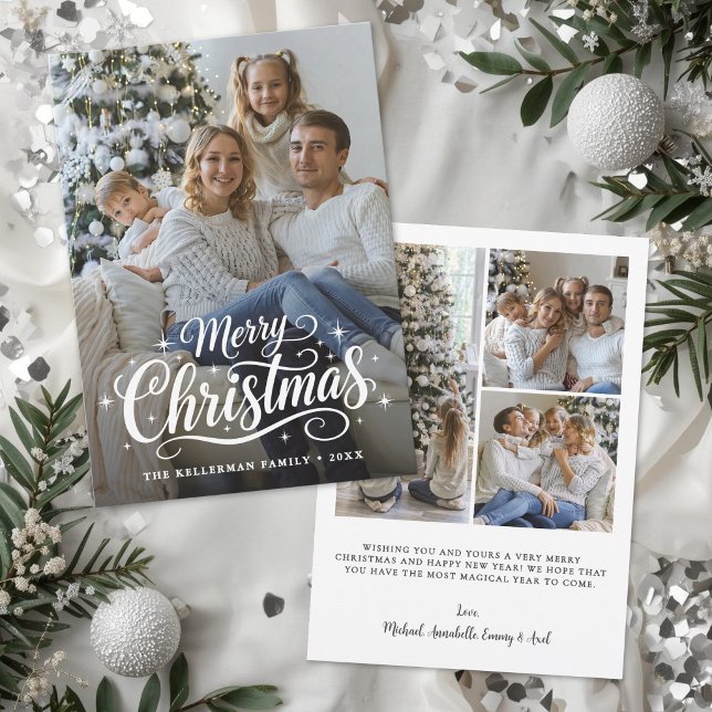 Frohe Weihnachten Einfache Elegante Foto  (Merry Christmas Simple Elegant Photo Holiday Card )