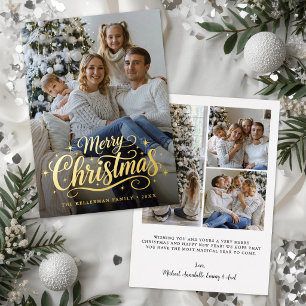 Frohe Weihnachten Einfache Elegante Foto Gold Folien Feiertagskarte