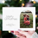Frohe Weihnachten einfache minimalistische Multi-F<br><div class="desc">Elegante minimale Frohe Weihnachtstypografie und trendige Bogen Form Foto und Gitter Collage moderne Winterurlaub-Karte.        Einfach mit Foto und Text auf beiden Seiten personalisieren!</div>