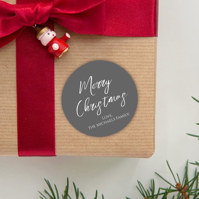 Frohe Weihnachten Einfache Minimalistische Script  Runder Aufkleber (Von Creator hochgeladen)