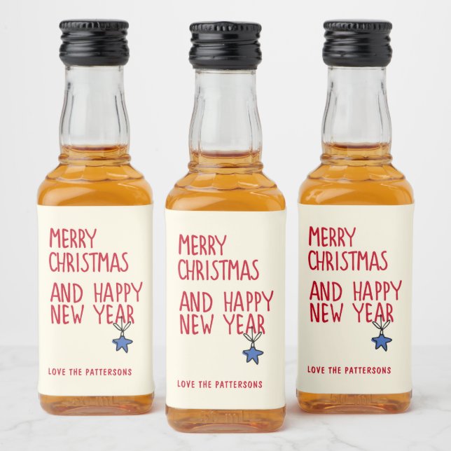 Frohe Weihnachten Einfache moderne Typografie Alkoholflaschenetikett (Flaschen)