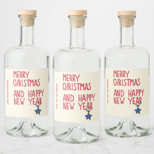 Frohe Weihnachten Einfache moderne Typografie Alkoholflaschenetikett
