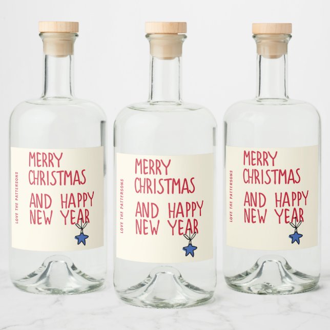 Frohe Weihnachten Einfache moderne Typografie Alkoholflaschenetikett (Flaschen)