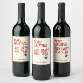 Frohe Weihnachten Einfache moderne Typografie Weinetikett