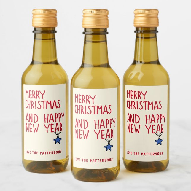 Frohe Weihnachten Einfache moderne Typografie Weinetikett (Flaschen)
