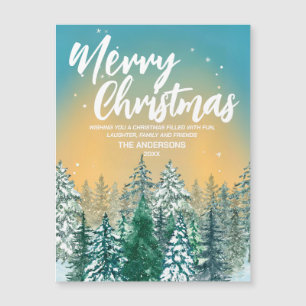 Frohe Weihnachten Einfache Moderne weiße Drehbuchr Magnetkarte