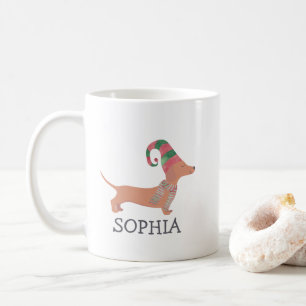 Frohe Weihnachten Einfache Niedliche Dackel Hund Kaffeetasse