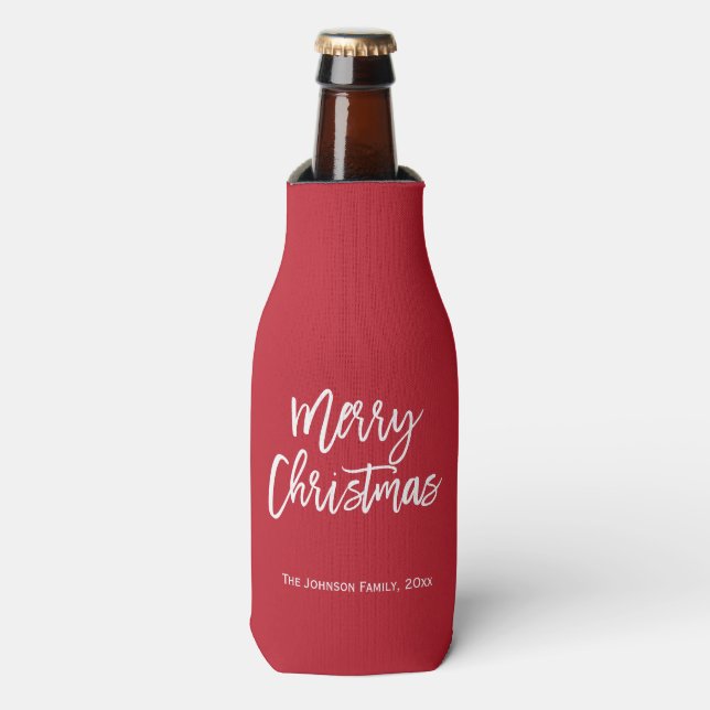 Frohe Weihnachten Einfache rote Flasche Cooler Flaschenkühler (Flaschenvorderseite)