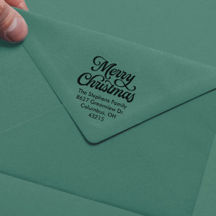 Frohe Weihnachten einfache Schrift Rücksendeadress Permastempel