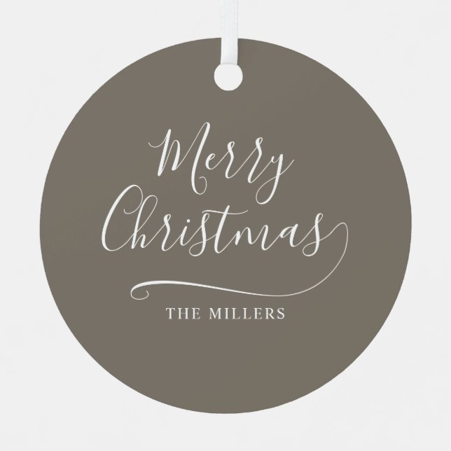 Frohe Weihnachten Einfache Skripte Ornament Aus Metall (Vorderseite)