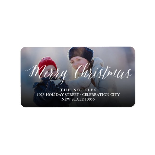 Frohe Weihnachten Einfache White Script-Rücksendea Adressaufkleber (Vorne)
