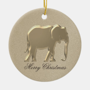 Frohe Weihnachten Einfacher Elefant Gold Keramikornament