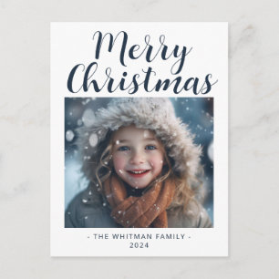 Frohe Weihnachten Einfaches Foto Modern Weiß