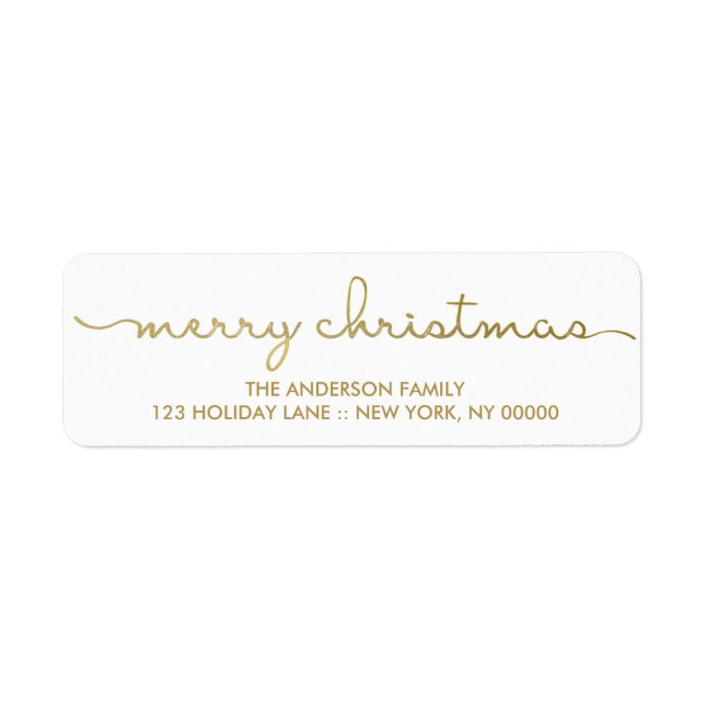 Frohe Weihnachten einfaches Gold Hand Letter Label (Vorne)