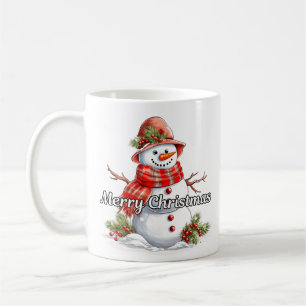Frohe Weihnachten Eingemummelter kleiner Schneeman Kaffeetasse