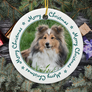 Frohe Weihnachten Einzigartig Trendy Green Pet Hun Keramik Ornament