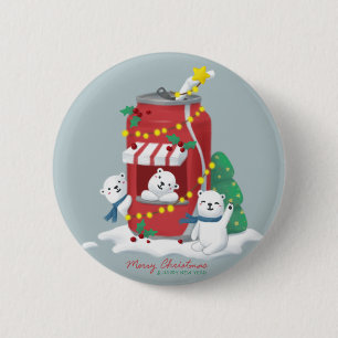 Frohe Weihnachten: Eisbär & Soda Can Button