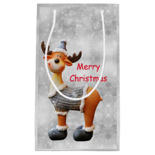 Frohe Weihnachten Elch mit Hut     Kleine Geschenktüte
