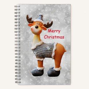 Frohe Weihnachten Elch mit Hut      Notizbuch
