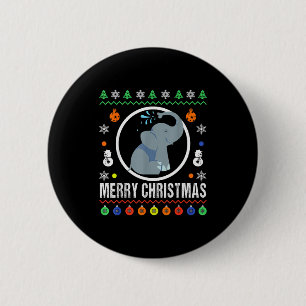 Frohe Weihnachten Elefant hässlicher Pullover Weih Button
