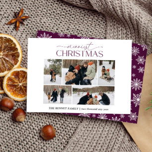 Frohe Weihnachten Elegant 5 Foto-Collage Pflaume