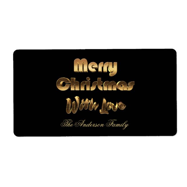 Frohe Weihnachten Elegant Black Gold Typografie (Vorne)
