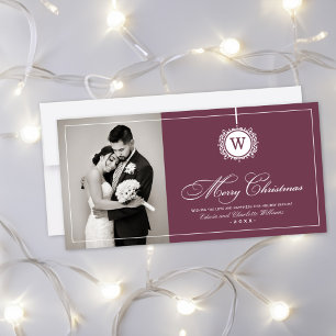 Frohe Weihnachten Elegant Burgundy Monogram Foto