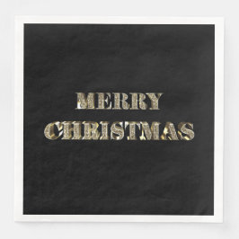 Frohe Weihnachten Elegant Chic Gold Look Typografi Serviette
