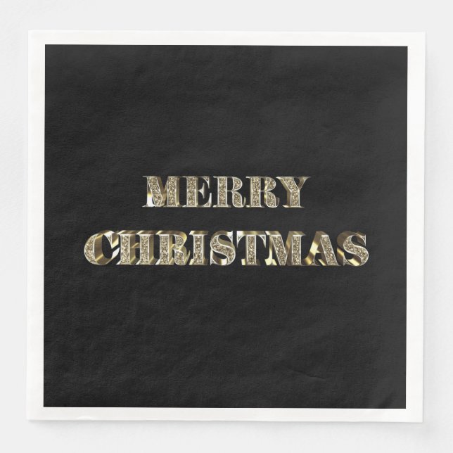 Frohe Weihnachten Elegant Chic Gold Look Typografi Serviette (Vorderseite)