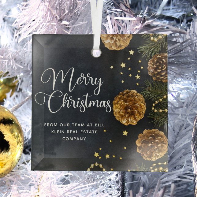 Frohe Weihnachten Elegant Custom Company Geschenk Ornament Aus Glas (Von Creator hochgeladen)