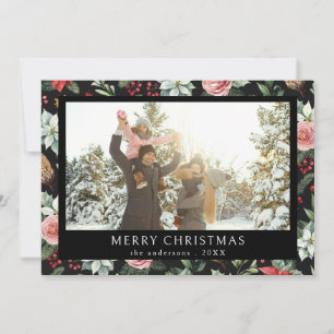 Frohe Weihnachten Elegant Dark Floral Foto