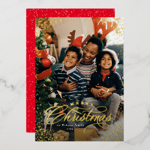 Frohe Weihnachten elegant ein Foto Schneerahmen Folien Feiertagskarte