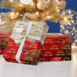 Frohe Weihnachten Elegant Gold Script Poinsettia Geschenkpapier