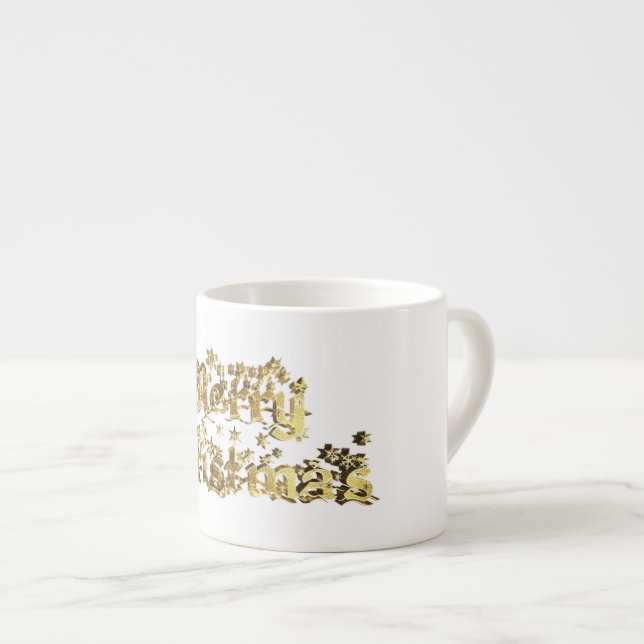 Frohe Weihnachten Elegant Gold Stars Typografie Espressotasse (Vorderseite Rechts)