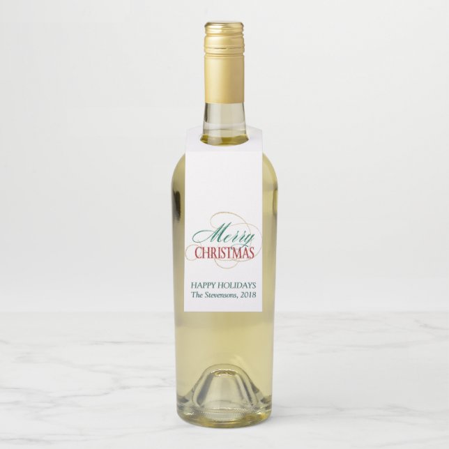 Frohe Weihnachten Elegant Moderne Weihnachtsschrif Flaschenanhänger (Auf Flasche)