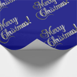 Frohe Weihnachten Elegant Navy Blue und Silver Gra Geschenkpapier
